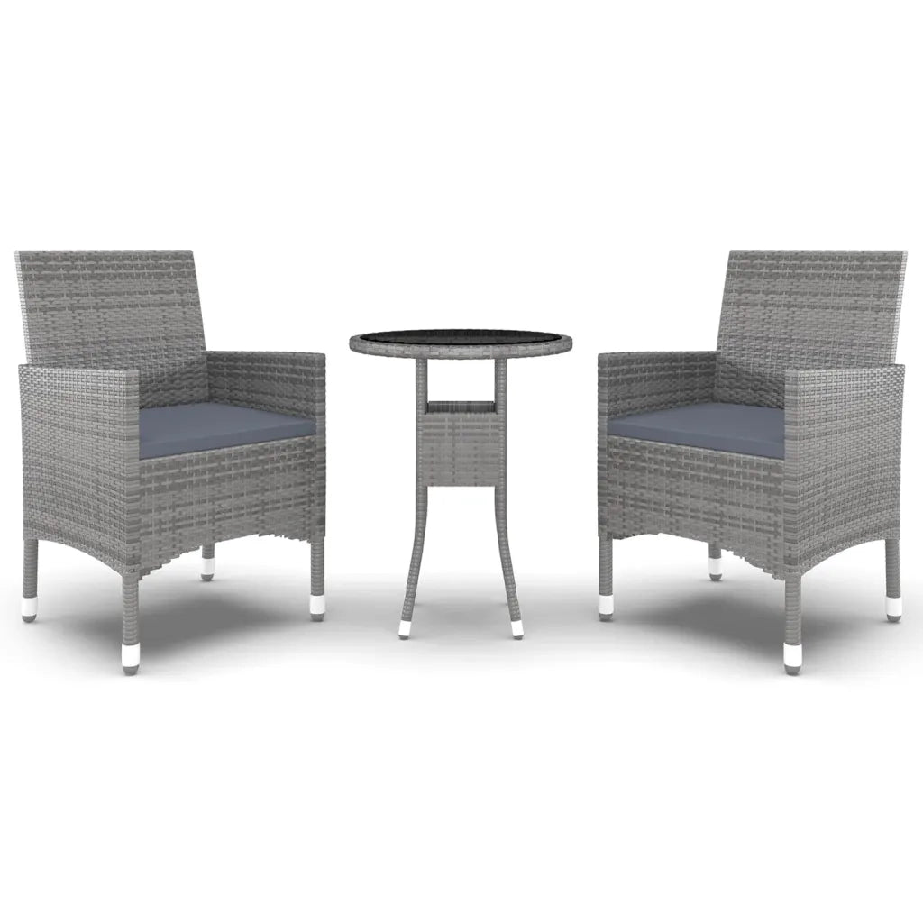 Set da Pranzo per Giardino 3 pz | Set Salotto da Giardino in Polyrattan Grigio