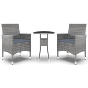 Set da Pranzo per Giardino 3 pz | Set Salotto da Giardino in Polyrattan Grigio