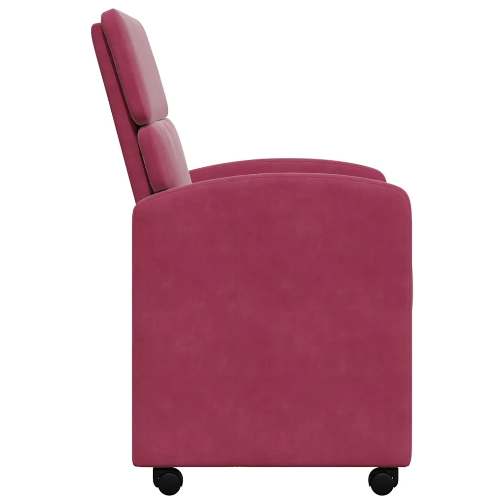Sedie da Pranzo con Ruote 2 pcs Rosso vino 58 x 65 x 98 cm