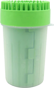 Pulitore per zampe per animali domestici, verde, con tovagliolo di silicone, facile da usare strumento per pulire le zampe dei cani e dei gatti.