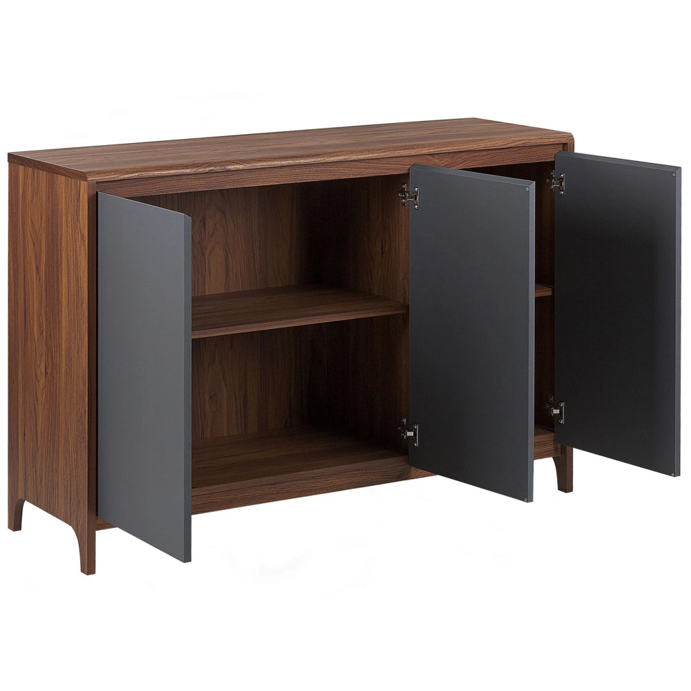 Madia credenza in legno scuro con armadio a 3 ante in derivati del legno grigio retrò moderno