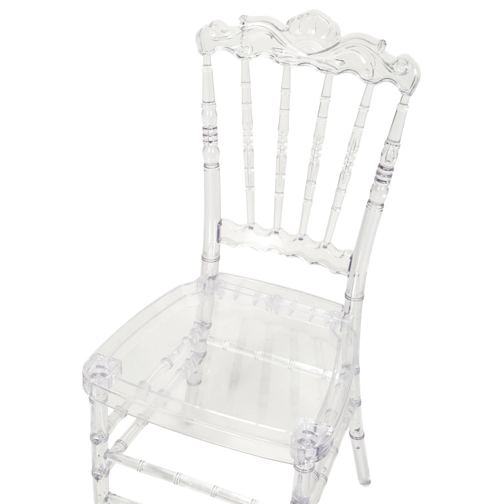 Set di 2 sedie da pranzo in plastica trasparente stile vintage banchetto