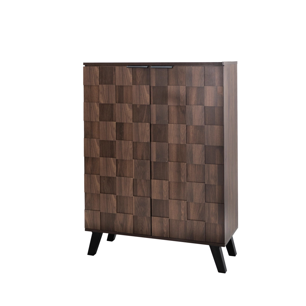 Mobile porta scarpe con 4 ripiani regolabili, ante con rilievo, per ingresso e camera, legno, 80 × 35,5 × 110 cm