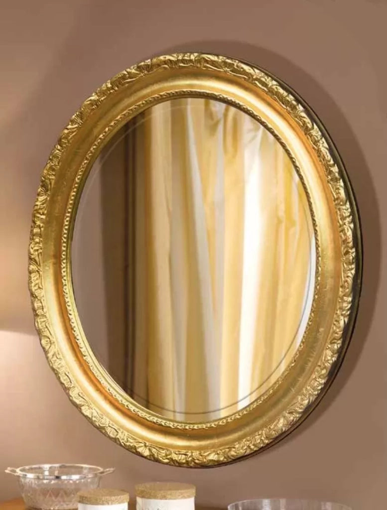 Mobili2g - specchiera in foglia oro ovale- misure: l.64 x h.84 x p.6