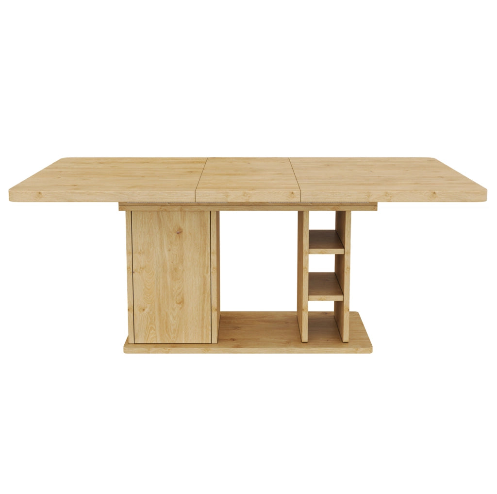 Tavolo da pranzo allungabile 180x80x75 cm con vano contenitore in MDF color rovere