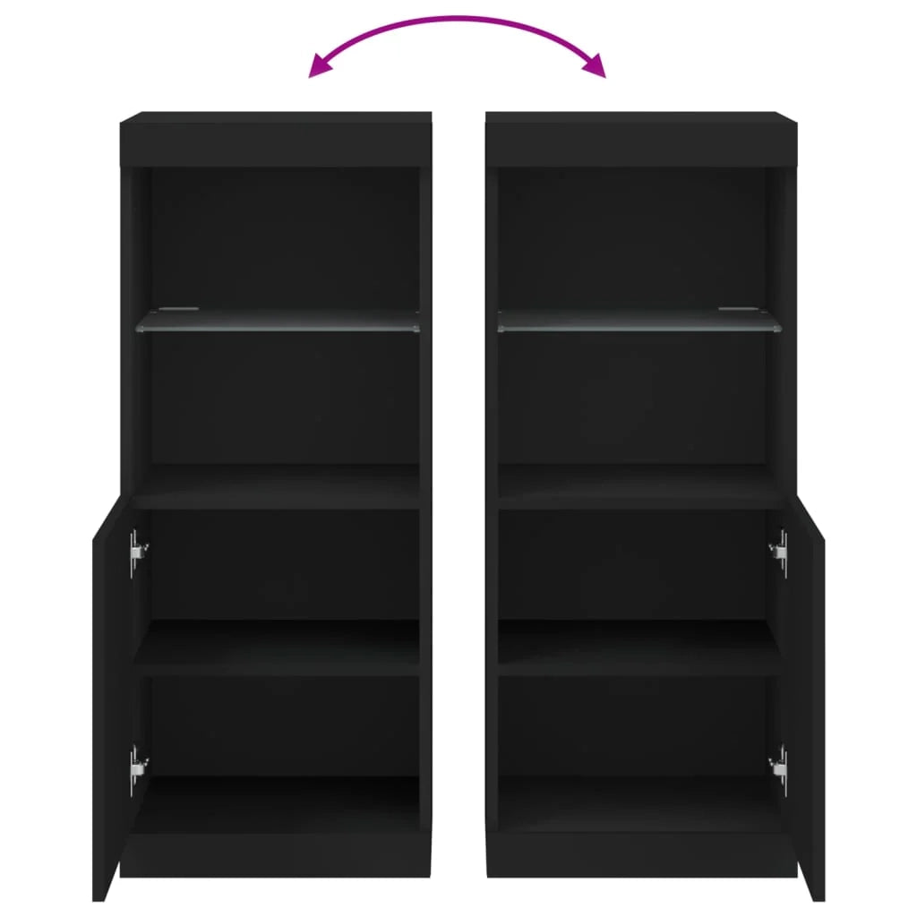 Buffet credenza cassettiera armadio mobile contenitore organizer per cucina soggiorno salotto con luci LED 41 x 37 x 100 cm nero 02_0030035