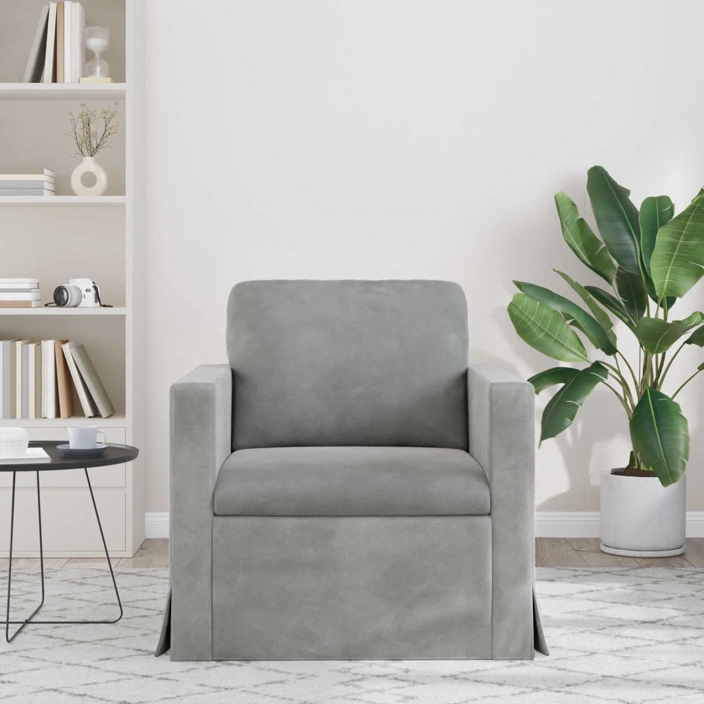 Divano | Divano da soggiorno | Sofa Grigio chiaro 78 x 78 x 80 cm Velluto