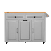 Carrello da Cucina con 2 Ante; Ripiani Regolabili; Piano Estensibile; Prese e Vano Pattumiera; per Cucina; in MDF; 120 x 40-75 x 92 cm; Grigio