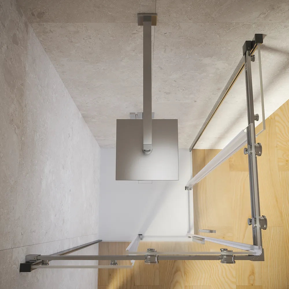 Box doccia angolare 90x90cm due ante scorrevoli  vetro 8mm trasparente profili cromati h195 | Creta