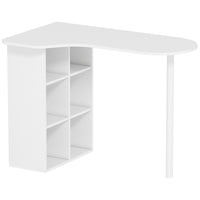 Scrivania per Camera Ricurva 100x59x75,5 cm con 6 Ripiani e 4 Scaffali Regolabili in Acciaio e Legno Bianco