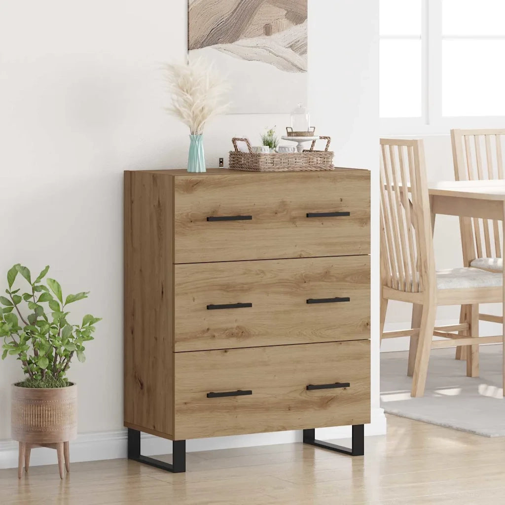 Credenza con Cassetto-Buffet-Armadio da cucina Rovere artigianale 69,5 x 34 x 90 cm 741033