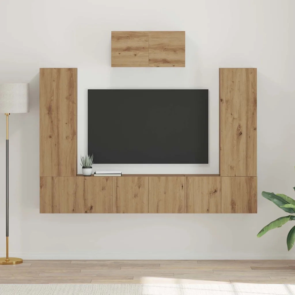 Set mobile TV 7 pcs Rovere artigianale Legno multistrato 3393137
