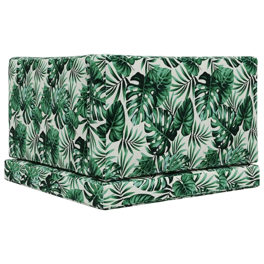 Cuscino per divano da esterno 3 pcs Motivo Foglia Poliestere