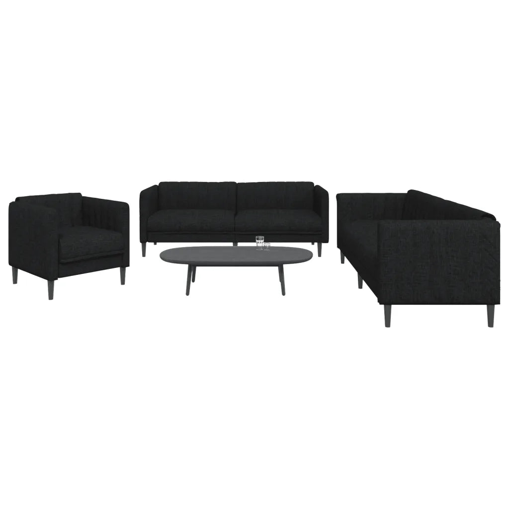 Set d Divani 3 pz Nero in Tessuto 3209231