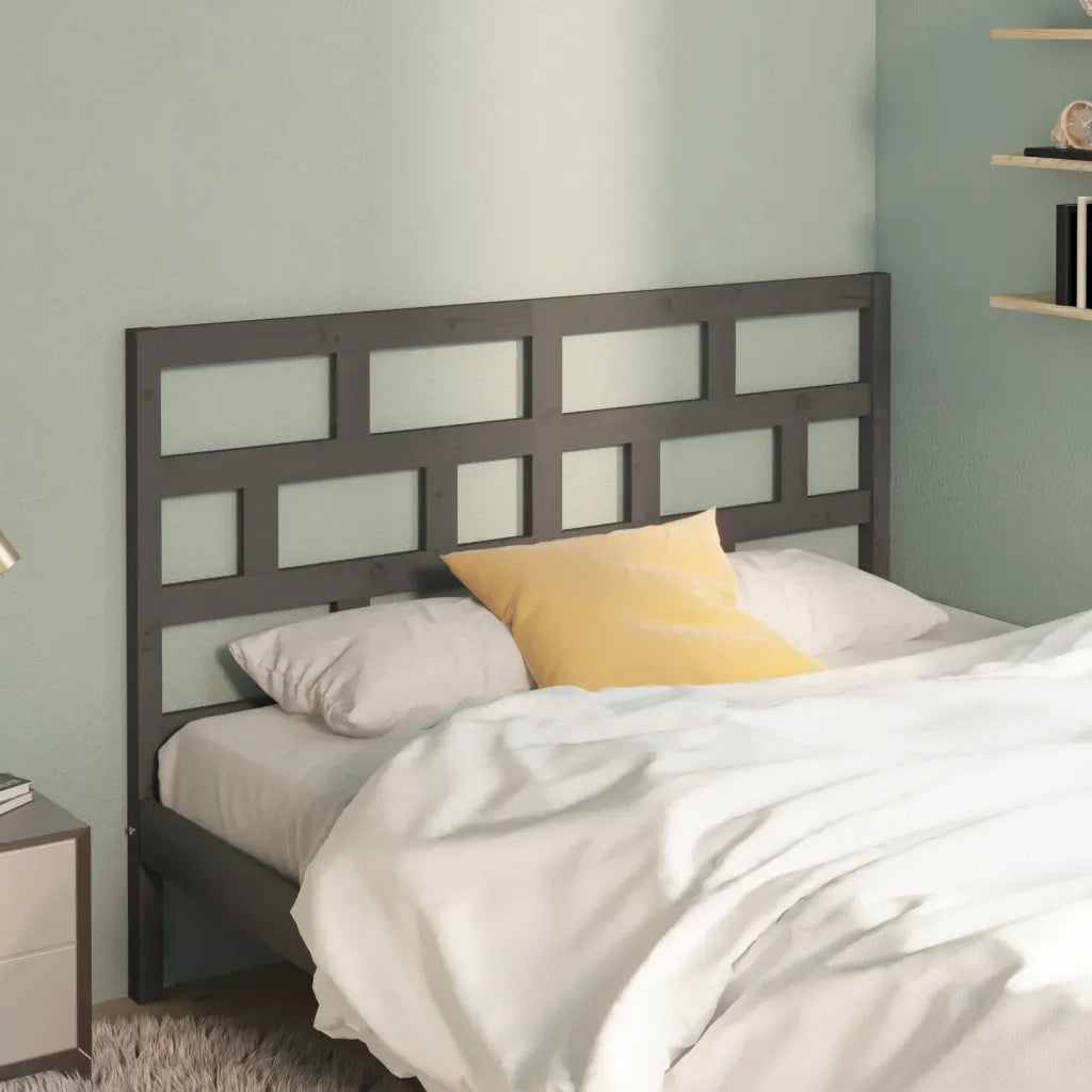 Testiera per Letto Grigia 146x4x100cm in Legno Massello di Pino 814196