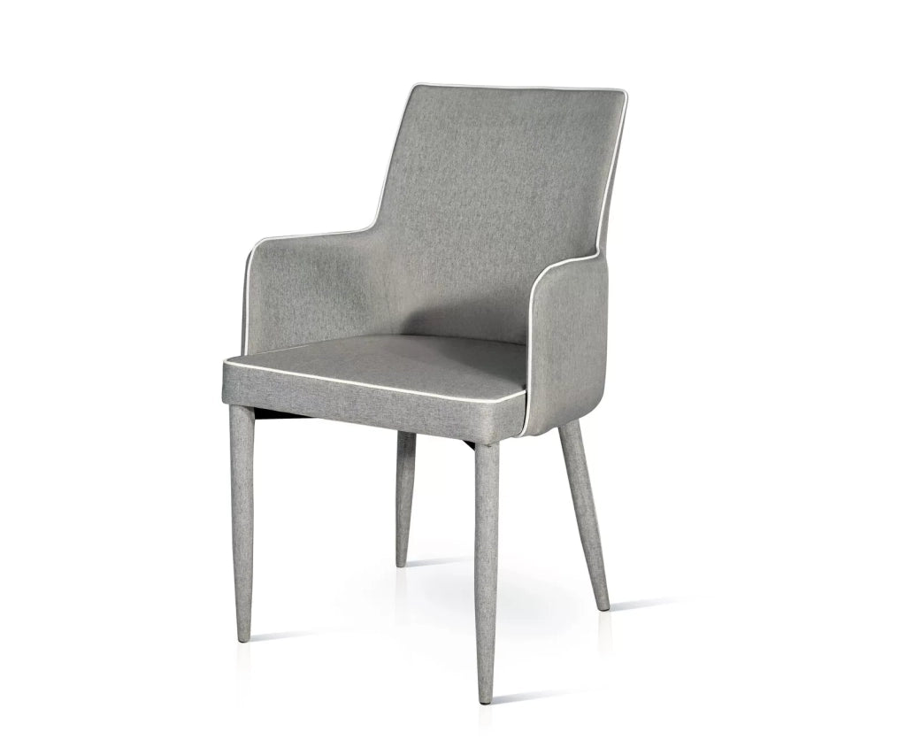 Set 4 sedie in tessuto grigio con bordo bianco misure l.55 h.89 p.54 hs.49 (904) - Mobili 2G