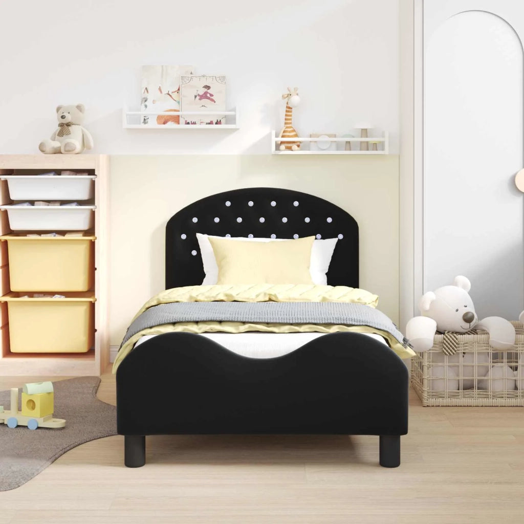 Struttura letto bambini con testata Nero 80 x 160 cm Velluto