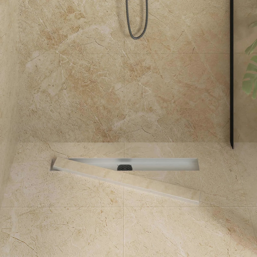 Scarico doccia 2-in-1 con sifone a 360° Argento 70 cm