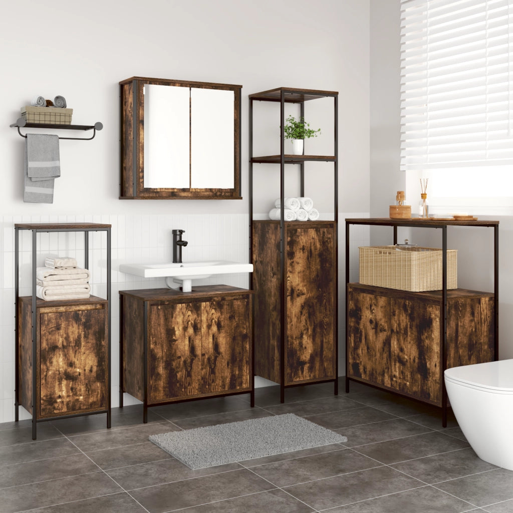 Set di mobili da bagno in rovere affumicato - 5 pezzi