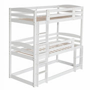 Letto a castello 90×200 cm; letto 3 posti con 2 scale; senza materasso; in legno bianco
