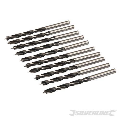 Punte con punta di centraggio e scanalatura doppia per legno Silverline 612120 - 4 mm / 10 Pezzi