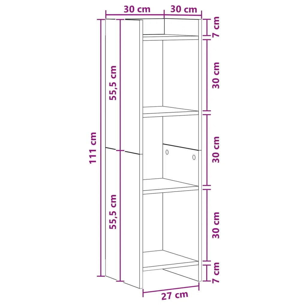 Libreria Rovere Nero 30 x 30 x 111 cm Legno ingegnerizzato 8011276