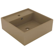 Lavabo quadrato di lusso con troppopieno 41 x 41 cm ceramica crema opaco 02_0002694