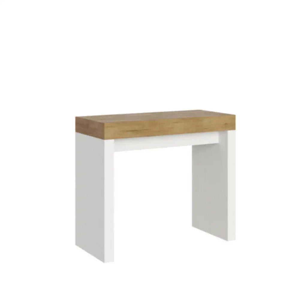 Consolle allungabile 90x40/300 cm Roxell Mix piano quercia natura - struttura bianco frassino