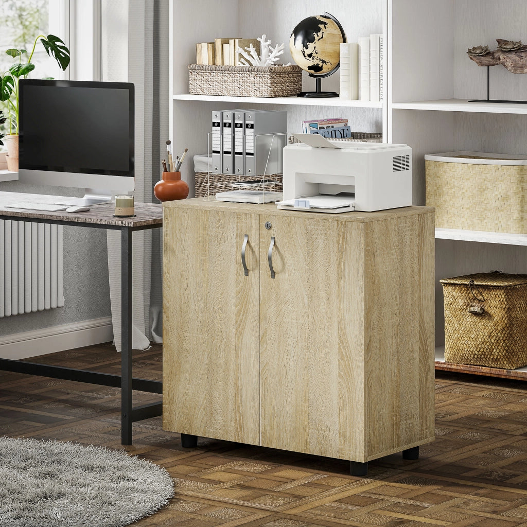 Scrivania con Ante e Mensola Interna ¨C Zephmum ¨C Rovere 80x40x80 cm