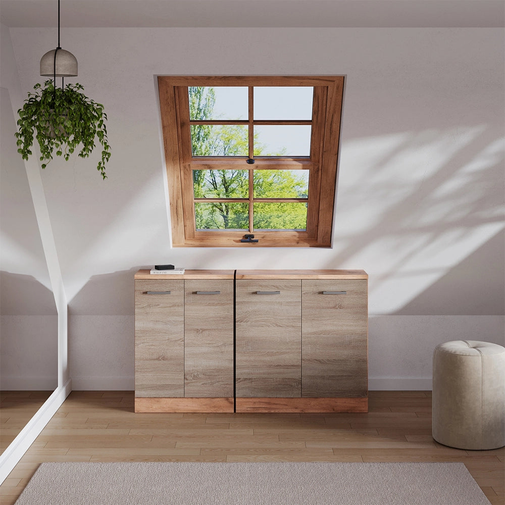 Set di mobili sottotetto Rion Sonoma/Rovere dorato 140 cm Set di 2 carcasse armadio profondità 60 cm Vicco