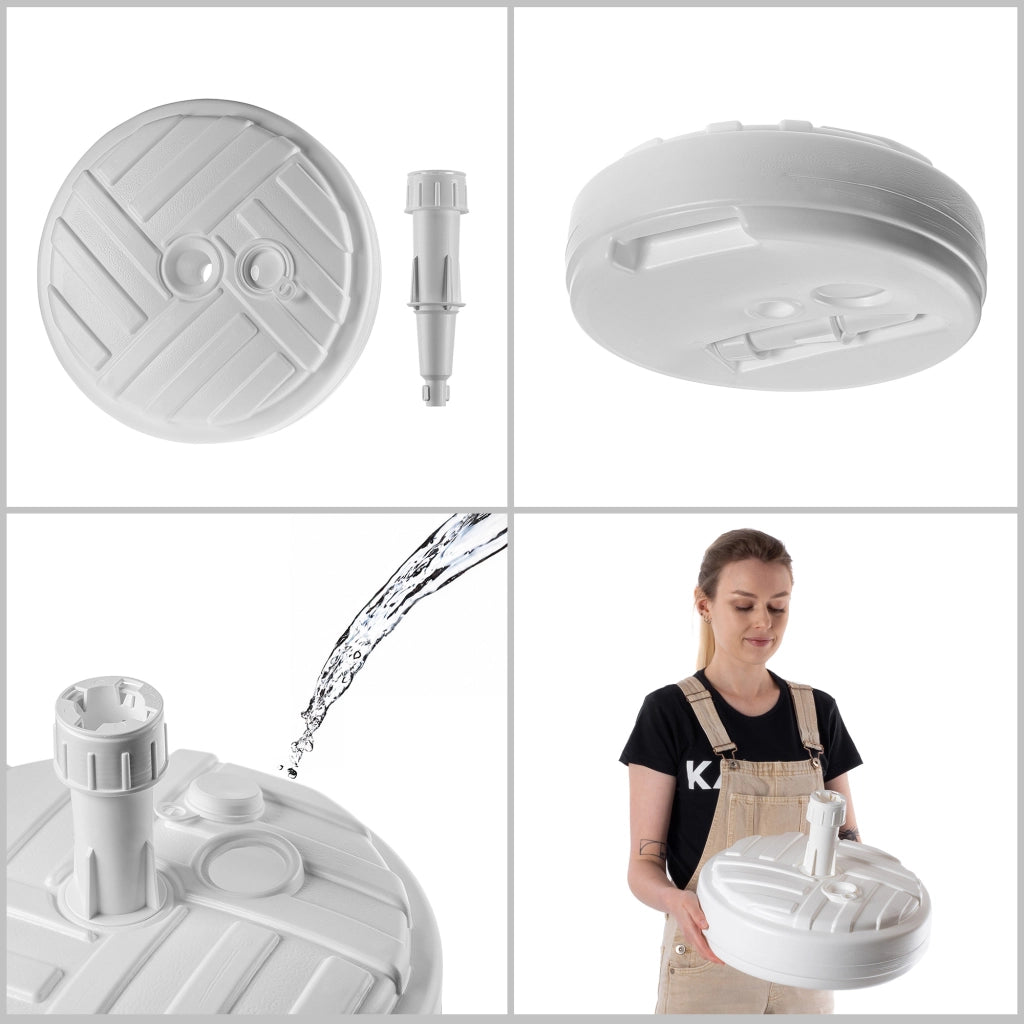 Base per ombrellone da giardino KADAX, rotonda, 39 cm, con peso, bianca