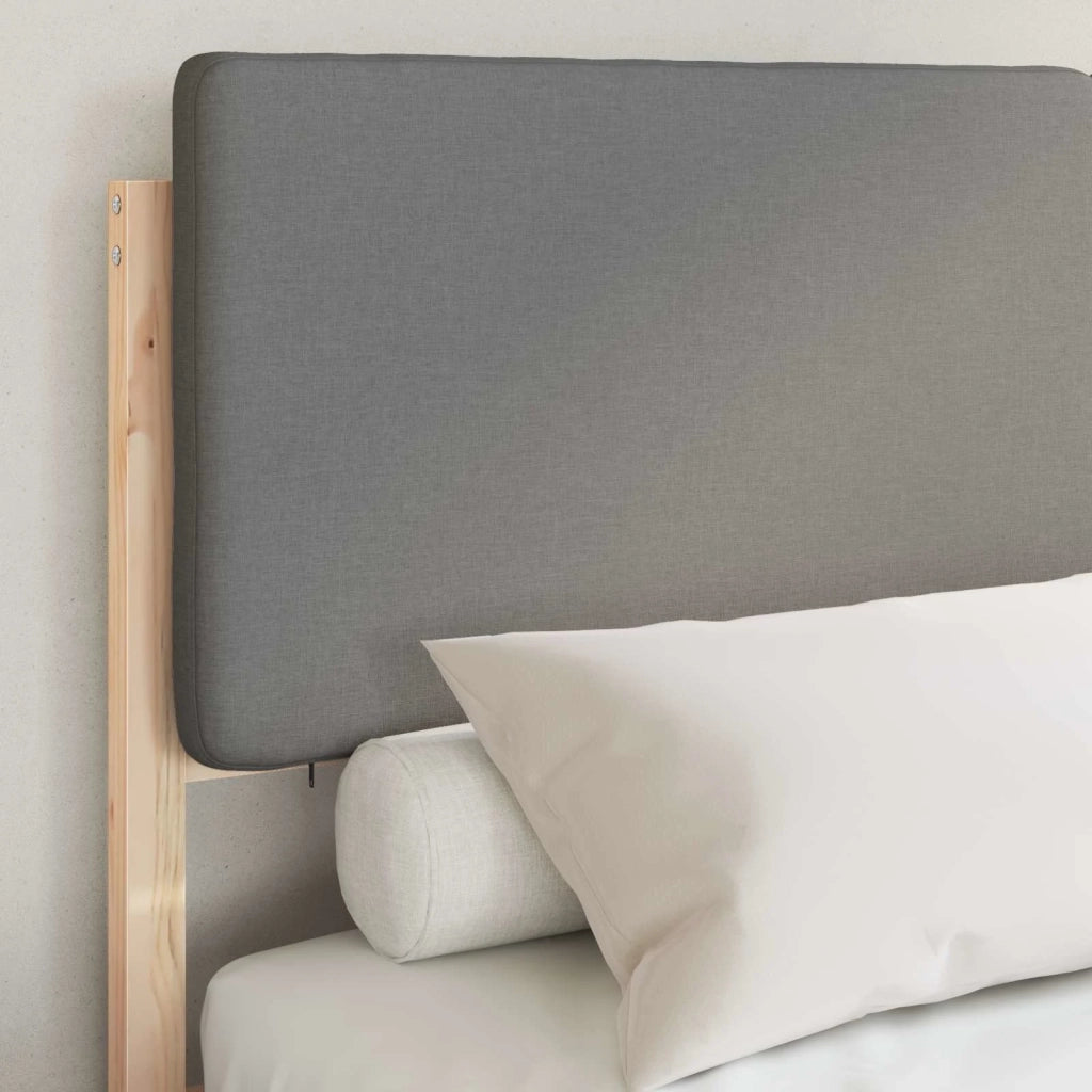 Letto con Testiera Rivestita Grigio chiaro 135 x 190 cm