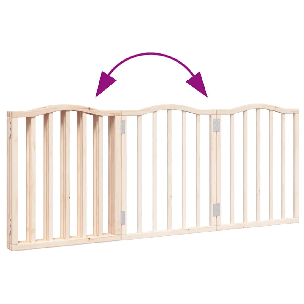vidaXL Cancello per Cani Pieghevole 3 Pannelli 150 cm Legno di Pioppo