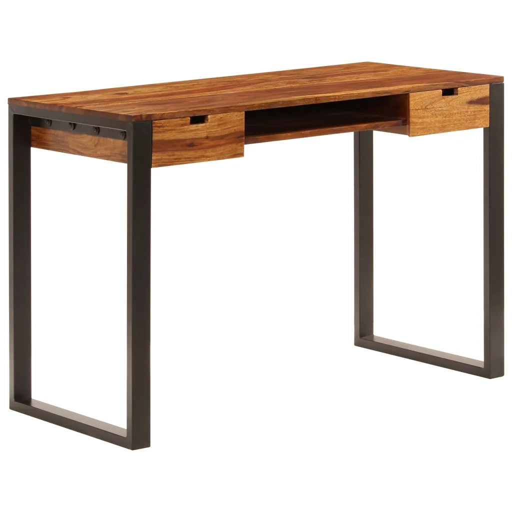 Scrivania 110x55x78 cm Massello di Acacia e Acciaio 247963