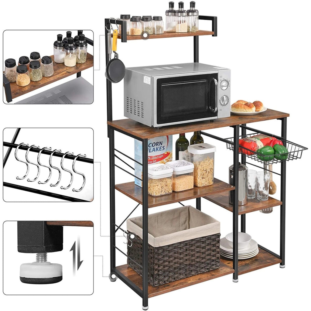 Scaffale cucina industriale alto con gancio e cassetto a rete 90x40x132 cm