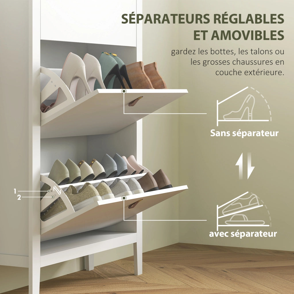 Scarpiera con cassetti e ripiani regolabili ¨C zephmum ¨C bianco 21 paia