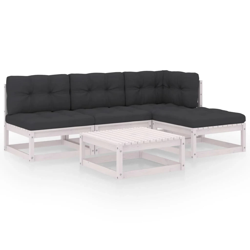 Set di mobili da giardino mobili da esterno 5 pezzi con cuscini legno di pino massiccio 02_0016324