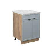 Mobiletto base per cucina Fame-Line Blu-grigio chiaro/Rovere dorato 60 cm con cassetto, PL Marmo Vicco