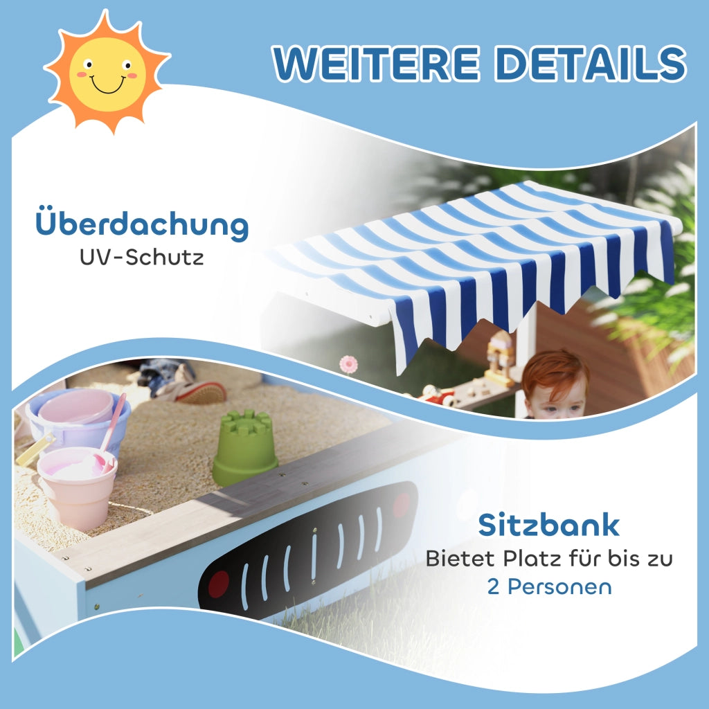 Sandbox con tettoia, panchina e lavagna ¨C zephmum ¨C 104x108x90 cm, blu