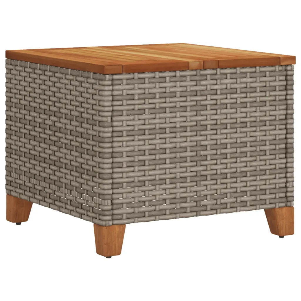 Tavolo da Giardino-Tavolo da esterno Grigio 45x45x37 cm Polyrattan e Legno Acacia