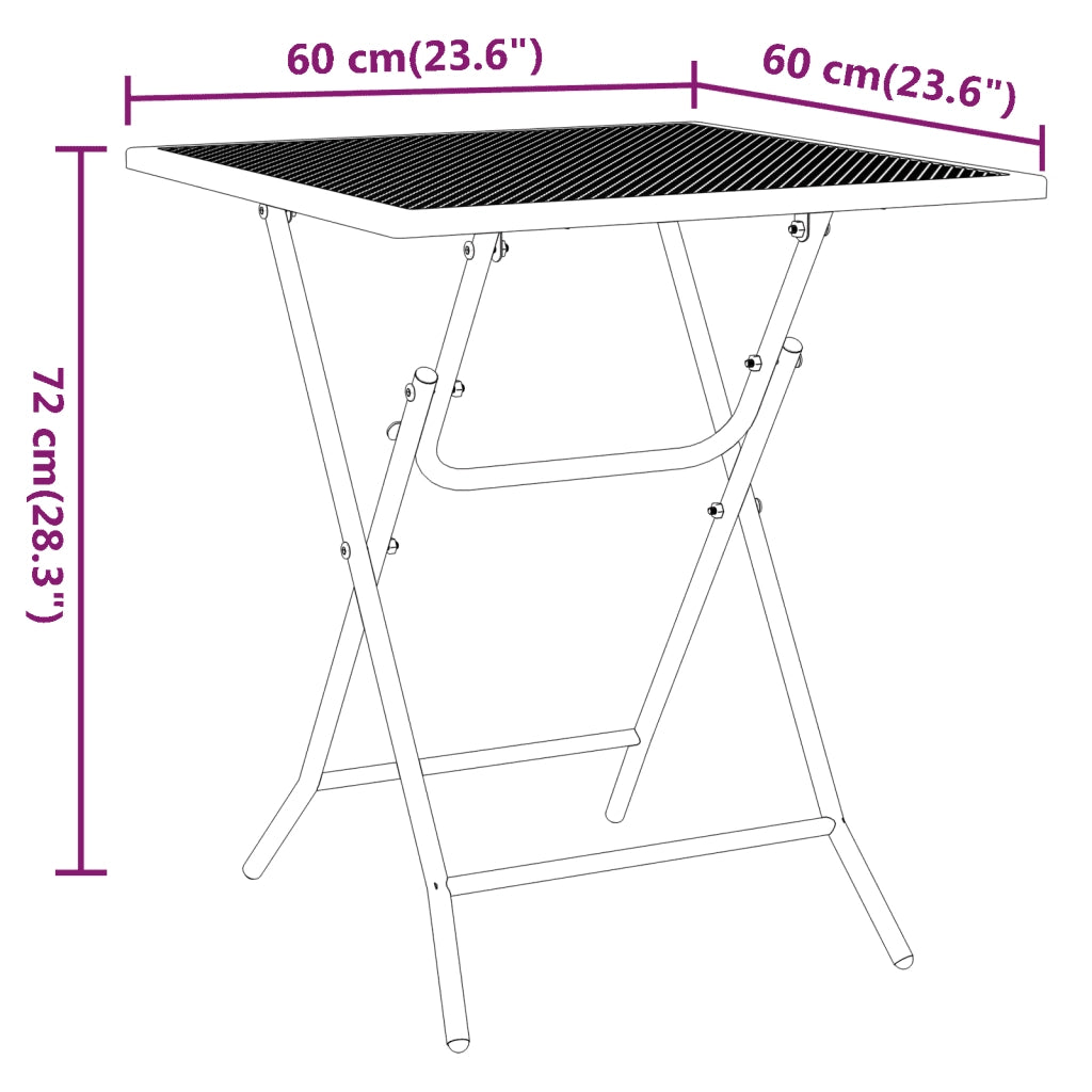 Tavolo da Giardino 60x60x72 cm Rete Metallica Espansa Antracite cod mxl 34324