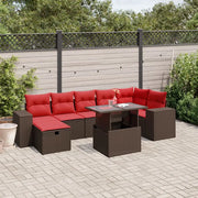 Set Divani da Giardino 8 pz con Cuscini Marrone in Polyrattan 3275314