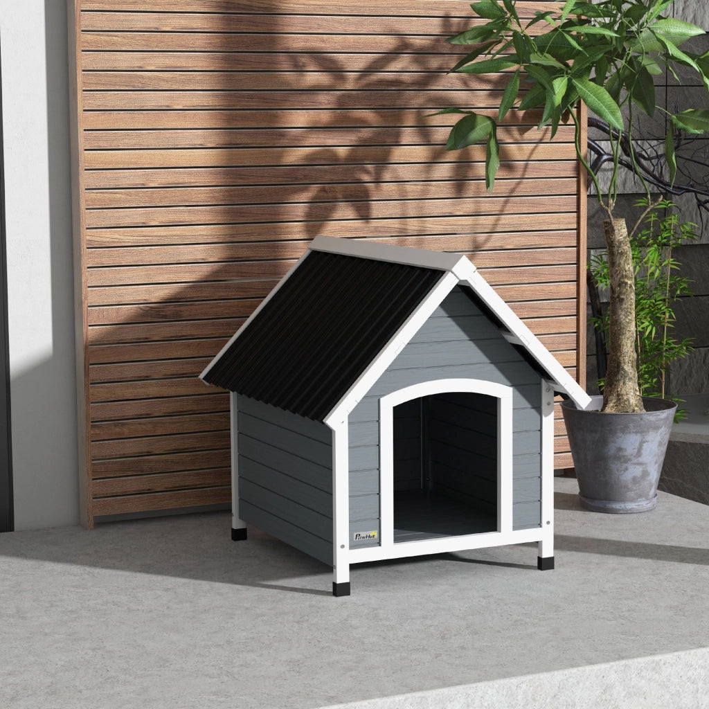 Casetta per cani ¨C zephmum ¨C Grigio/Nero, legno di abete, 75x88x82 cm