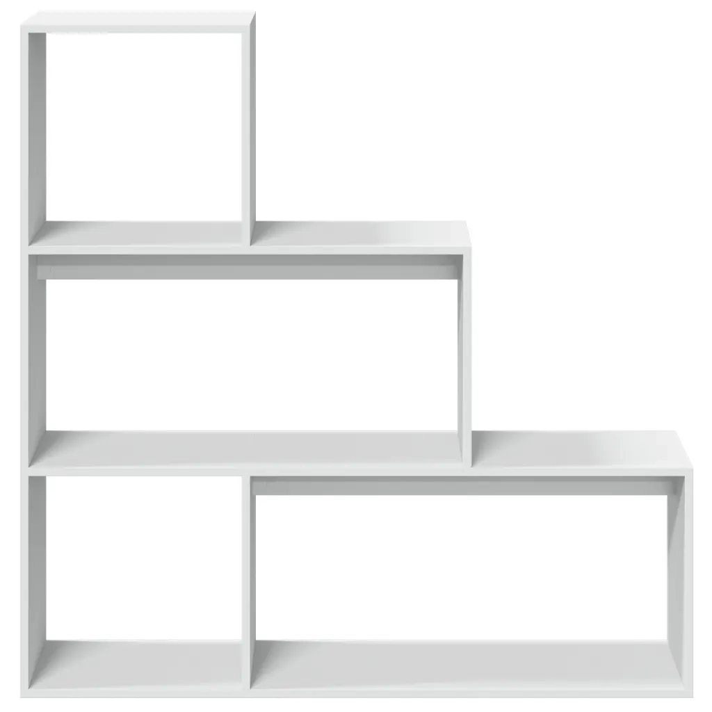 Libreria Divisorio 3 Ripiani-Scaffale per Libri-Mobile di Stoccaggio Bianca 123x29x123 cm in Truciolato
