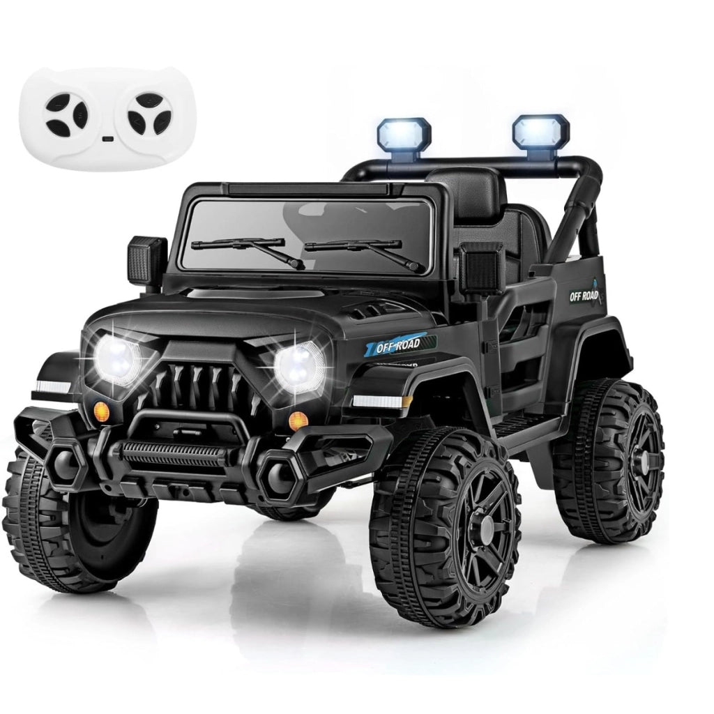 Camion elettrico per bambini 3+ anni 12V con telecomando ruote a scolpitura 3 velocit¨¤-Giocattolo a batteria Nero
