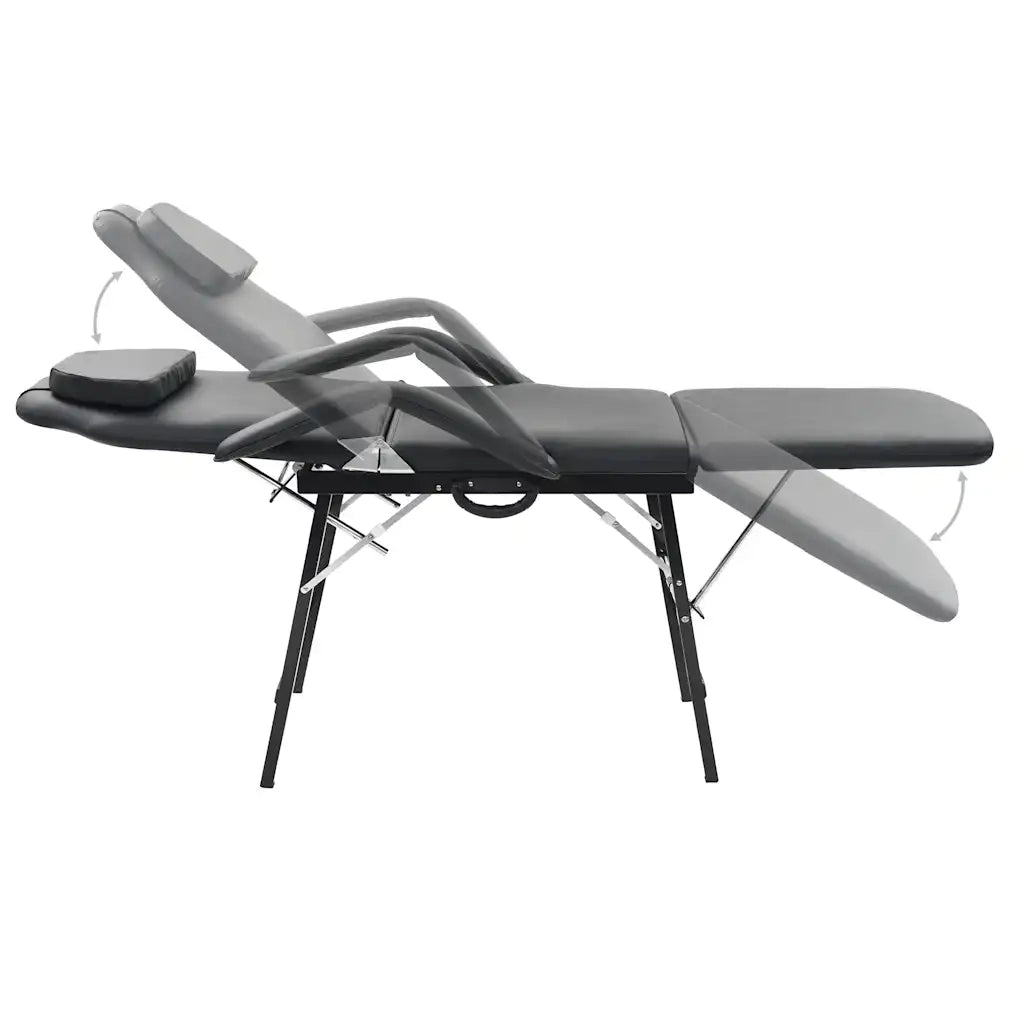 Lettino da Massaggio Portatile in Similpelle 185x78x76 cm Nero 110160