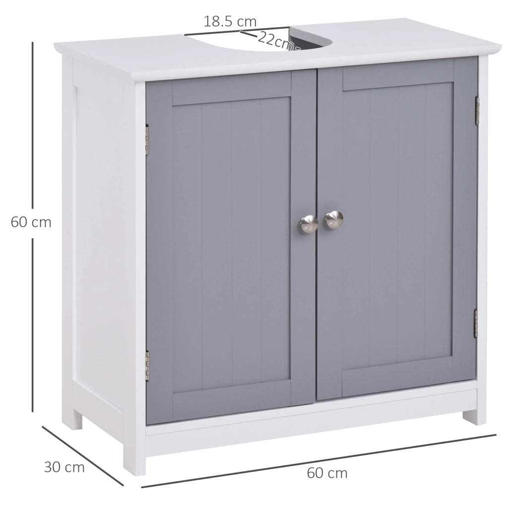 Mobile Sottolavabo per Bagno con Ripiano Regolabile ¨C Zephmum ¨C Bianco Grigio 60x30x60 cm