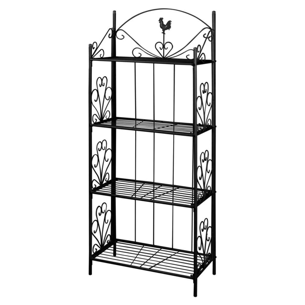 Scaffale a 4 ripiani per piante e fiori da interno o da esterno 61 cm acciaio nero 2702001/2