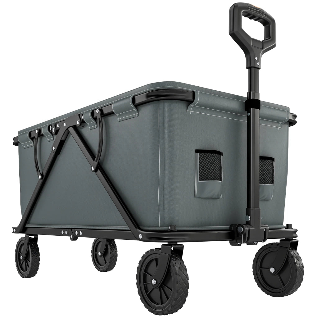 Carrello da Giardino Pieghevole con Telone ¨C Zephmum ¨C 120 kg 160 L Grigio Scuro