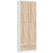 Libreria AKORD R60 Bianco, Sonoma Quercia 60 cm 2 ante 1 cassetto 60x35x180 cm